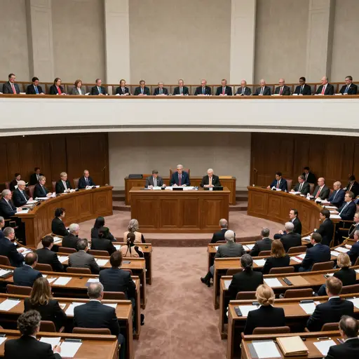 国家议会召开会议讨论新政策。