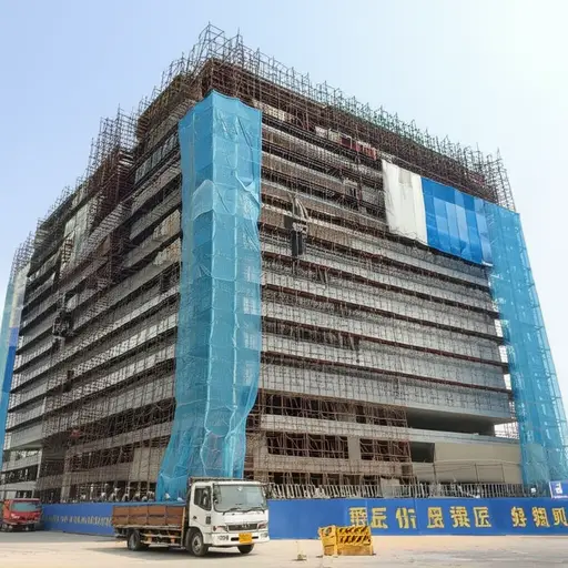 办公大楼的上层正在重新粉刷。