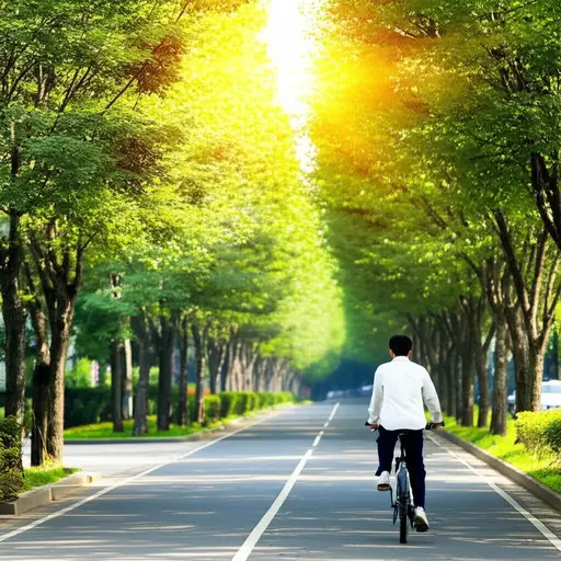 我每天骑车去上学。