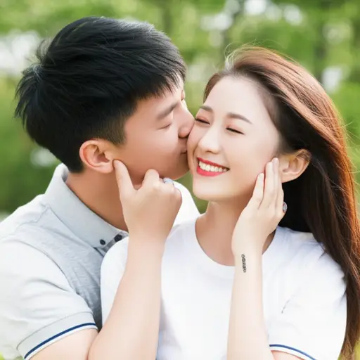 他亲吻了她的双颊。
