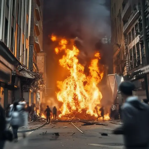 一枚炸弹在市中心爆炸了。