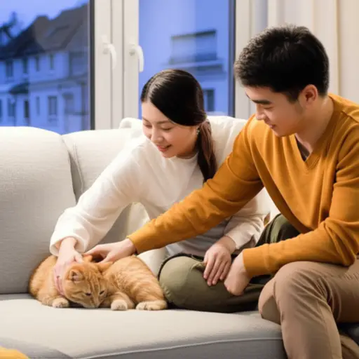 当邻居们外出时，我们照看他们的猫。