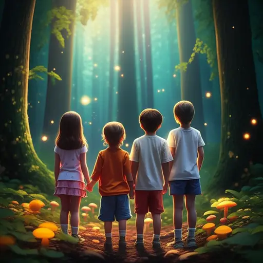孩子们被这个魔法森林迷住了。