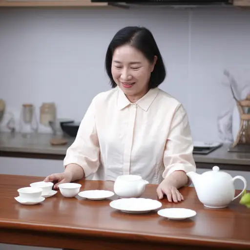 我妈妈有一套漂亮的茶具。