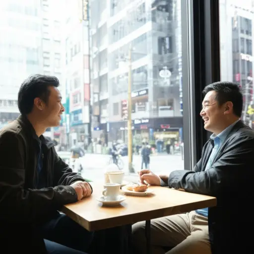 去年我在东京和一位老朋友见面叙旧，我们聊了好几个小时。