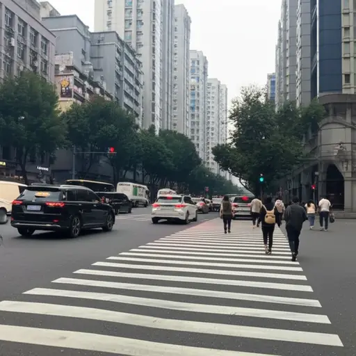 过马路时请使用斑马线。