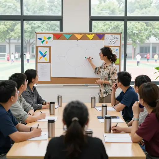 在员工会议上，这位老师提出了一种教授阅读理解的新方法。