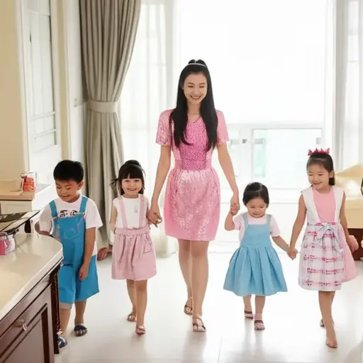 弟弟妹妹们常常模仿他们姐姐的穿着和行为方式。