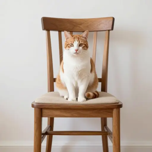 猫正坐在椅子上。