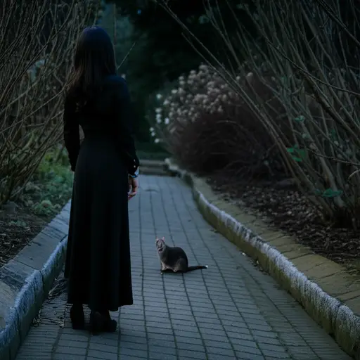 她能听到花园尽头传来一种悲伤的猫叫声。