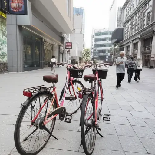 我们租了两辆自行车来探索这座城市。