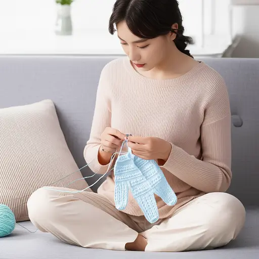 她正忙着织婴儿衣服。