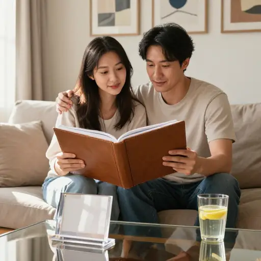 我们一起回看了婚礼照片。