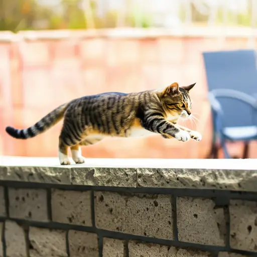 猫跳过了墙。