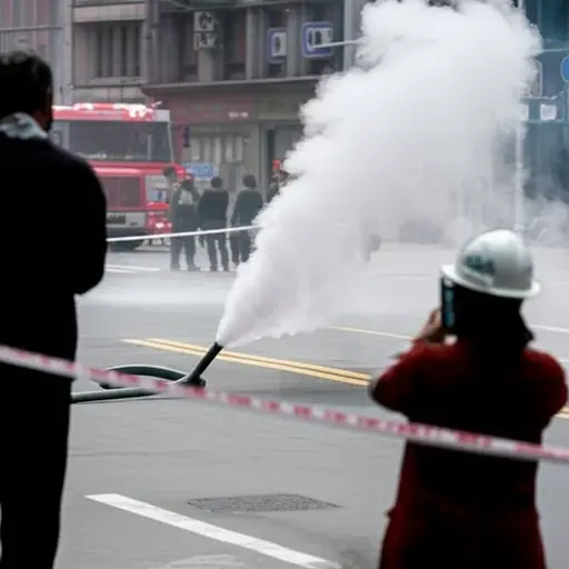 街上的煤气管爆裂，导致疏散。
