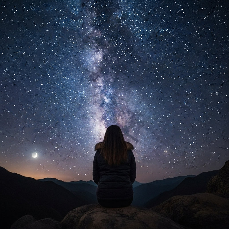 她默默地凝视着星空。