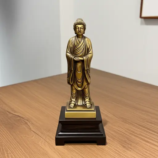 她为她的书桌买了一件小青铜雕塑。
