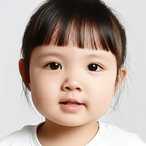 我妹妹的脸是圆圆的。