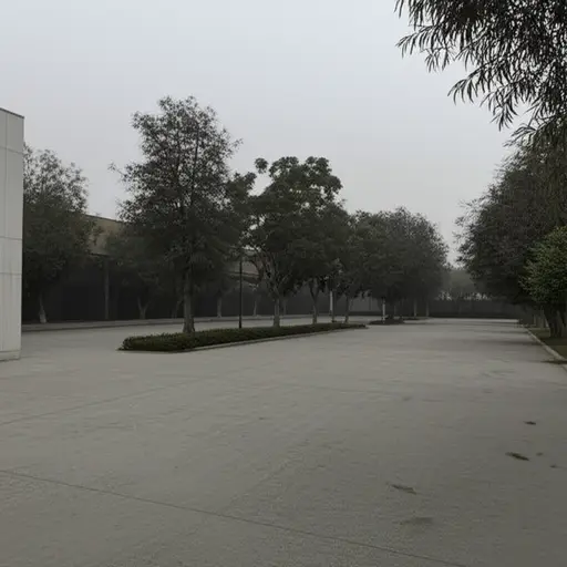 连续几周干燥少雨后，外面的院子布满了灰尘。