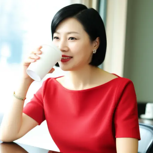 我妈妈用纸杯喝咖啡。