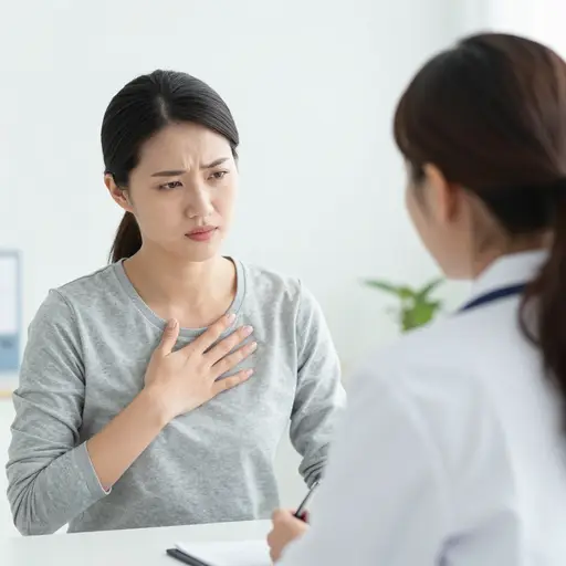 她因胸口疼痛去看了医生。