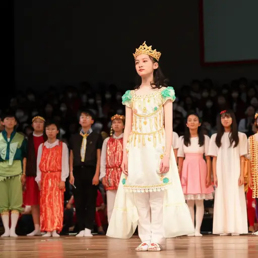 她在学校戏剧中扮演主角。