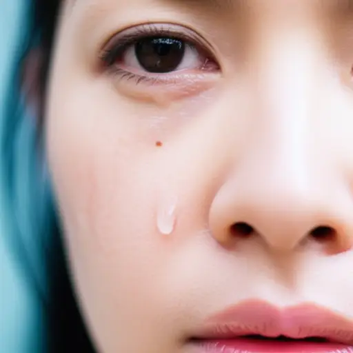 泪水从她的脸颊流下。