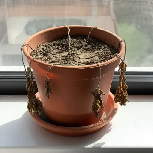 这盆花死了，因为我忘了浇水。