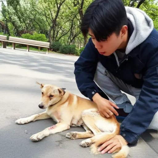 看到小狗受伤，我感到非常难过。