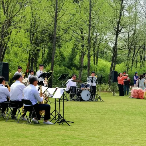 他们能听到远处一支爵士乐队在演奏。