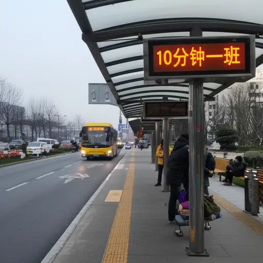 公交车每十分钟来一班。