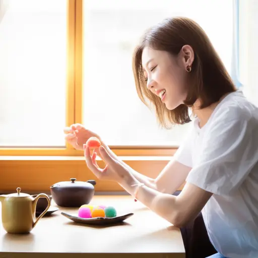 她喜欢在下午茶时间吃几块糖果。