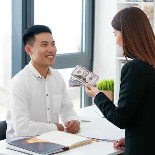 我参加了这个英语课程，我的雇主说，如果我通过考试，他会给我五十美元的奖金。