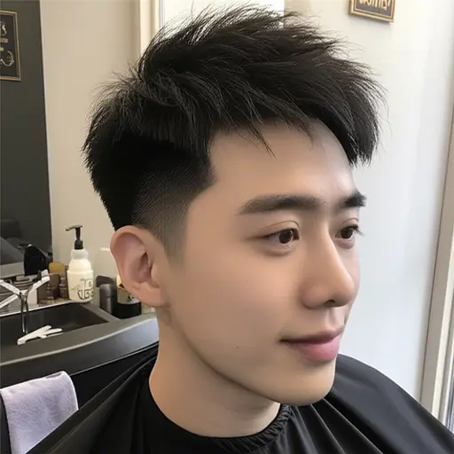 他理了一个时髦的新发型。