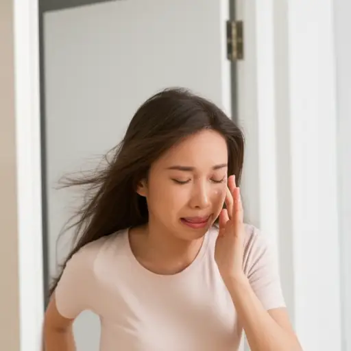 她突然哭起来，跑出了房间。