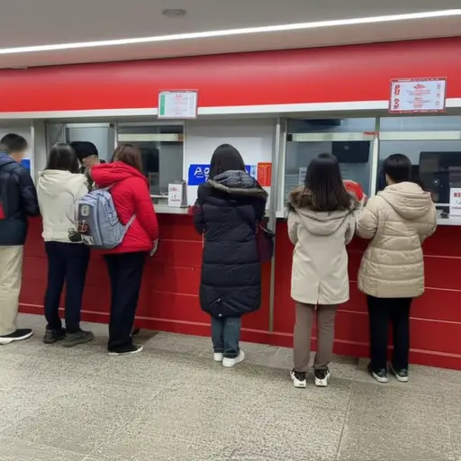 售票处排着长队。