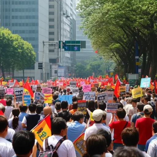 大约有五千人参加了游行。