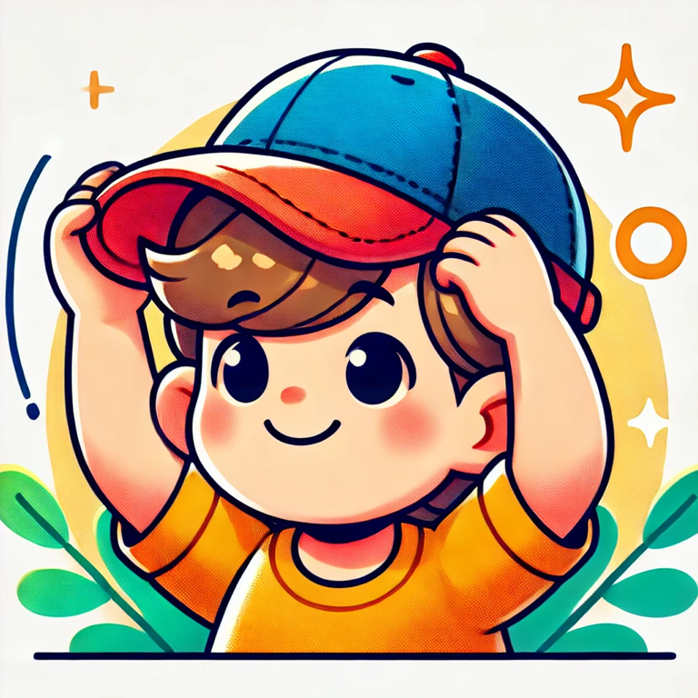 戴帽子。