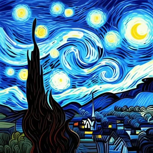 我最喜欢的一幅画是《星空》。
