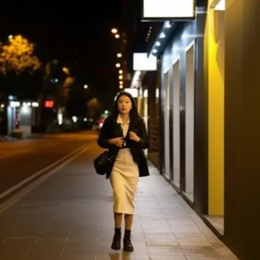 她害怕独自一人走夜路。