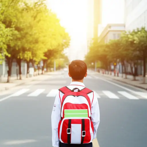 我每天背着书包去上学。