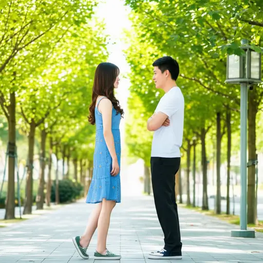 我昨天在公园遇见了她。