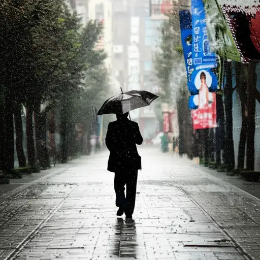 下雨时，我们用雨伞遮雨。