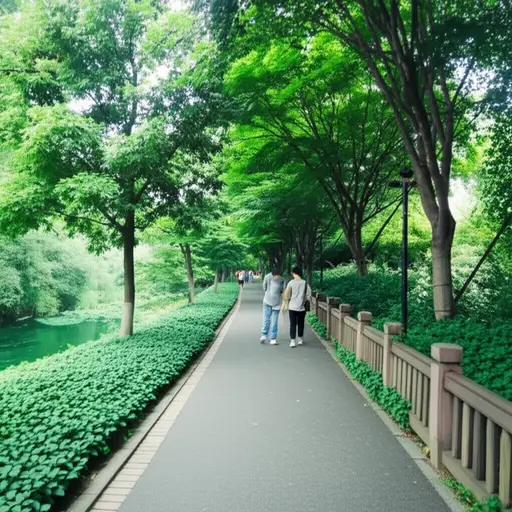 我们避开人群，走了一条安静的小路。
