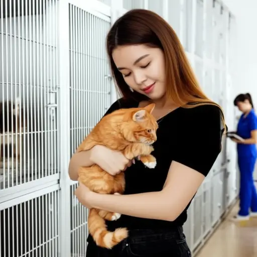 她从收容所收养了一只流浪小猫。