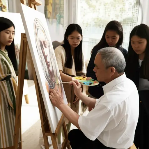 这位艺术家本人没有为自己的画作绘制背景——它们是由他的学生完成的。