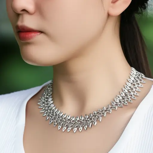 我妈妈有一条银项链。