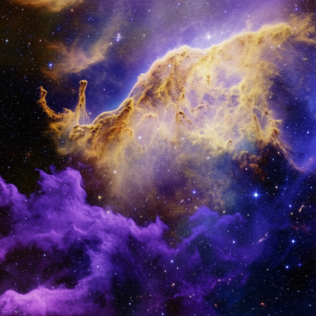 紫色的星云像一团梦幻般的烟雾。