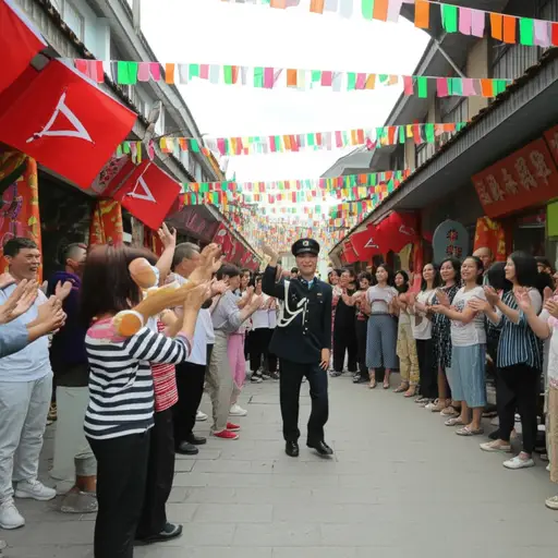 整个镇子都出来庆祝他从战争中归来。