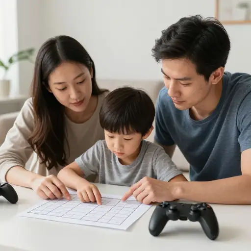 父母给孩子制定了严格的作息时间表，以限制他玩游戏的时间。